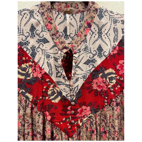 FREE PEOPLE Wildflower Bohemian Fields Long Sleeve Multicolor Tunic - Picture 6 of 8